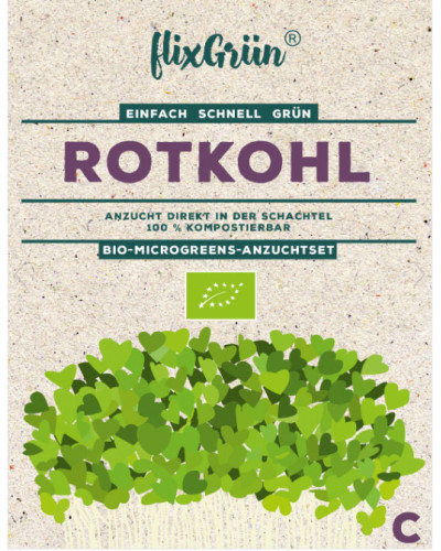 Flixgrün Bio-MicroGreens-Anzuchtset Rotkohl