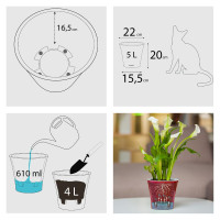 Santino Arte Pflanztöpfe Ø 22 cm, H 20 cm Weiß/Violett