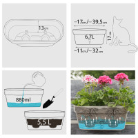 Santino Latina Window Box Pflanztöpfe L 39.5 cm, H 17 cm Schatten