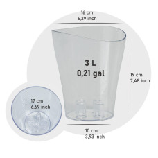Garten Lux Pflanzgefäße Set (3 Töpfe Ø 16 cm, H 19 cm Transparent + Blähton 2.5 Liter)