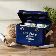 Burgon & Ball Saatgut-Aufbewahrung mit Ledergriffen - Atlantikblau