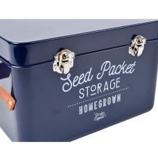 Burgon & Ball Saatgut-Aufbewahrung mit Ledergriffen - Atlantikblau