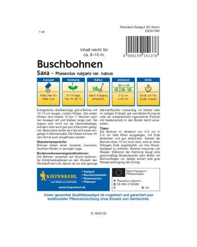 Kiepenkerl Buschbohnensamen Saxa