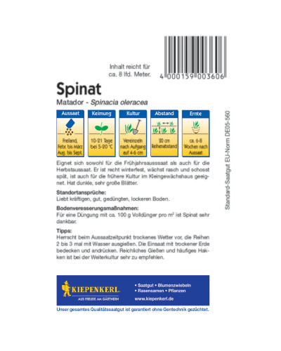 Kiepenkerl Spinatsamen Matador