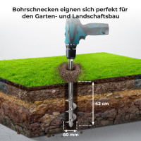 OraGarden Edelstahl Erdbohrer (Pflanzbohrer) für Akkuschrauber / Bohrmaschine 420x60mm