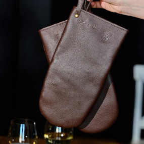 Mergel Ofenhandschuhe aus Premium Leder in Brown, 2er-Set