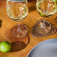 Mergel Dreieckige Leder-Glasuntersetzer im 6er-Set, Duo in Beige und Braun