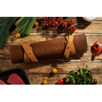 Mergel Leder-Messertasche für drei Messer in Caramel