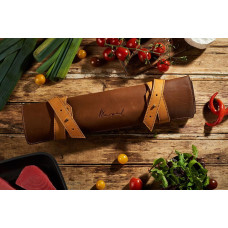 Mergel Leder-Messertasche für drei Messer in Caramel