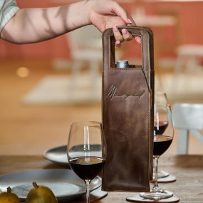 Mergel Weintasche aus Leder in Crazy Brown