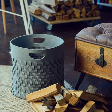 Mergel Geflochtener Kaminholzkorb in Blaugrau