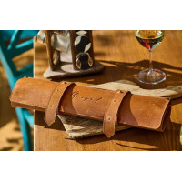Mergel Leder-Messerrolle für 8 Messer in Crazy Walnut