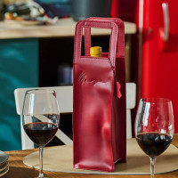 Mergel Weintasche aus Leder in Rot