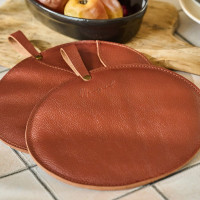 Mergel Ledertopflappen in Bordeaux, 2er-Set