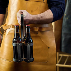 Mergel Bierträger für 4 Flaschen, in Braun