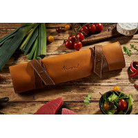 Mergel Leder-Messertasche für drei Messer in Amber