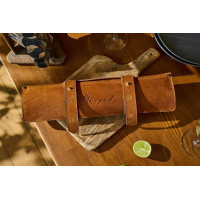 Mergel Leder-Messerrolle für 8 Messer in Crazy Walnut