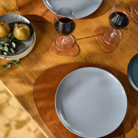 Mergel 6x Dreieckiges Tischset aus Leder, zweifarbig in Beige und Braun