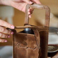 Mergel Weintasche aus Leder in Crazy Brown