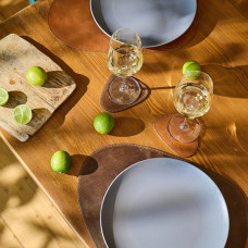 Mergel 4x Dreieckiges Tischset aus Leder, zweifarbig in Dunkelbraun und Hellbraun