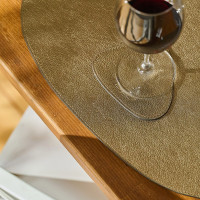 Mergel 4x Dreieckiges Tischset aus Leder, zweifarbig in Bronze und Silber