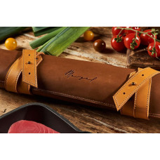 Mergel Leder-Messertasche für drei Messer in Caramel