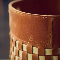 Mergel Geflochtener Kaminholzkorb in Cognac/Beige