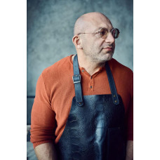 Mergel Lederschürze Nr. 91 In Dark Ostrich, in Holz-Geschenkbox