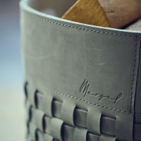 Mergel Geflochtener Kaminholzkorb in Blaugrau