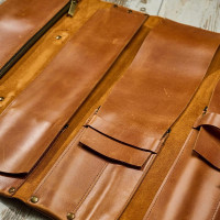 Mergel Leder-Messerrolle für 8 Messer in Crazy Walnut