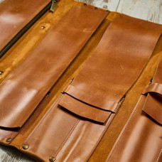 Mergel Leder-Messerrolle für 8 Messer in Crazy Walnut