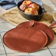 Mergel Ledertopflappen in Bordeaux, 2er-Set