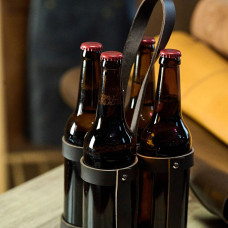 Mergel Bierträger für 4 Flaschen, in Braun