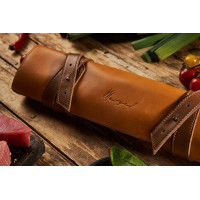 Mergel Leder-Messertasche für drei Messer in Amber