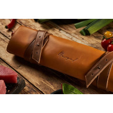 Mergel Leder-Messertasche für drei Messer in Amber