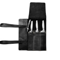 Mergel Leder-Messertasche für drei Messer in Dark Anaconda