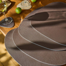 Mergel 4x Dreieckiges Tischset aus Leder, zweifarbig in Beige und Braun