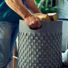 Mergel Geflochtener Kaminholzkorb in Blaugrau