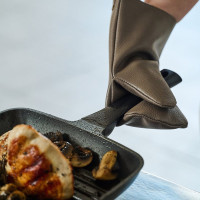 Mergel Ofenhandschuhe aus Premium Leder in Beige, 2er-Set