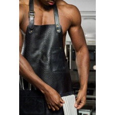 Mergel Lederschürze Nr. 91 In Dark Anaconda, in Holz-Geschenkbox