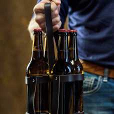 Mergel Bierträger für 4 Flaschen, in Braun