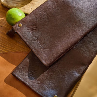 Mergel Ofenhandschuhe aus Premium Leder in Brown, 2er-Set