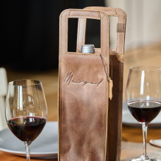 Mergel Weintasche aus Leder in Crazy Brown