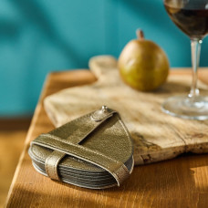 Mergel Dreieckige Leder-Glasuntersetzer im 6er-Set, Duo in Bronze und Silber