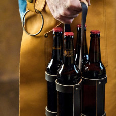 Mergel Bierträger für 4 Flaschen, in Braun