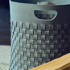 Mergel Geflochtener Kaminholzkorb in Blaugrau