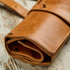 Mergel Leder-Messerrolle für 8 Messer in Crazy Walnut