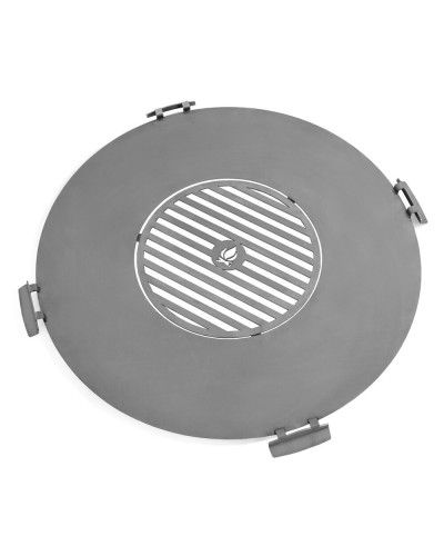 CookKing Rostfreie Grillplatte für Feuerschale 98 cm mit vier Griffen + Rost 46 cm