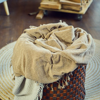 Mergel Geflochtener Kaminholzkorb in Cognac/Beige