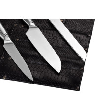 Mergel Leder-Messertasche für drei Messer in Dark Anaconda